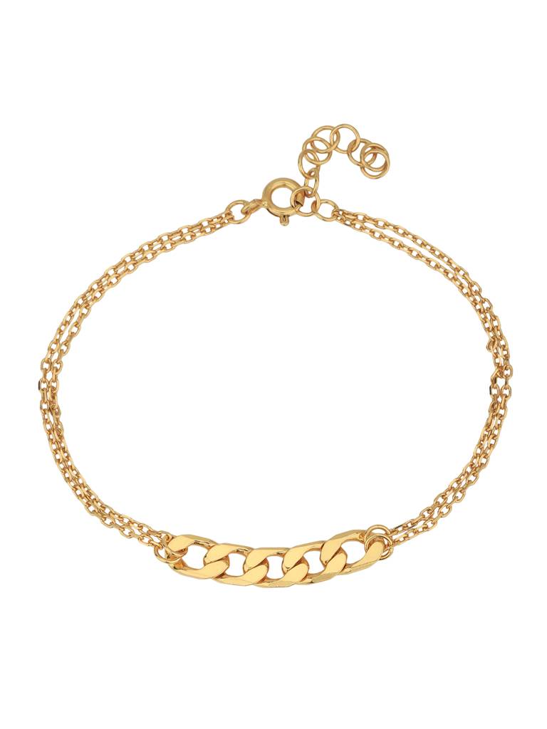 Carlton London 18Kt Gold Plated Double Chain Link Bracelet : FJB4954