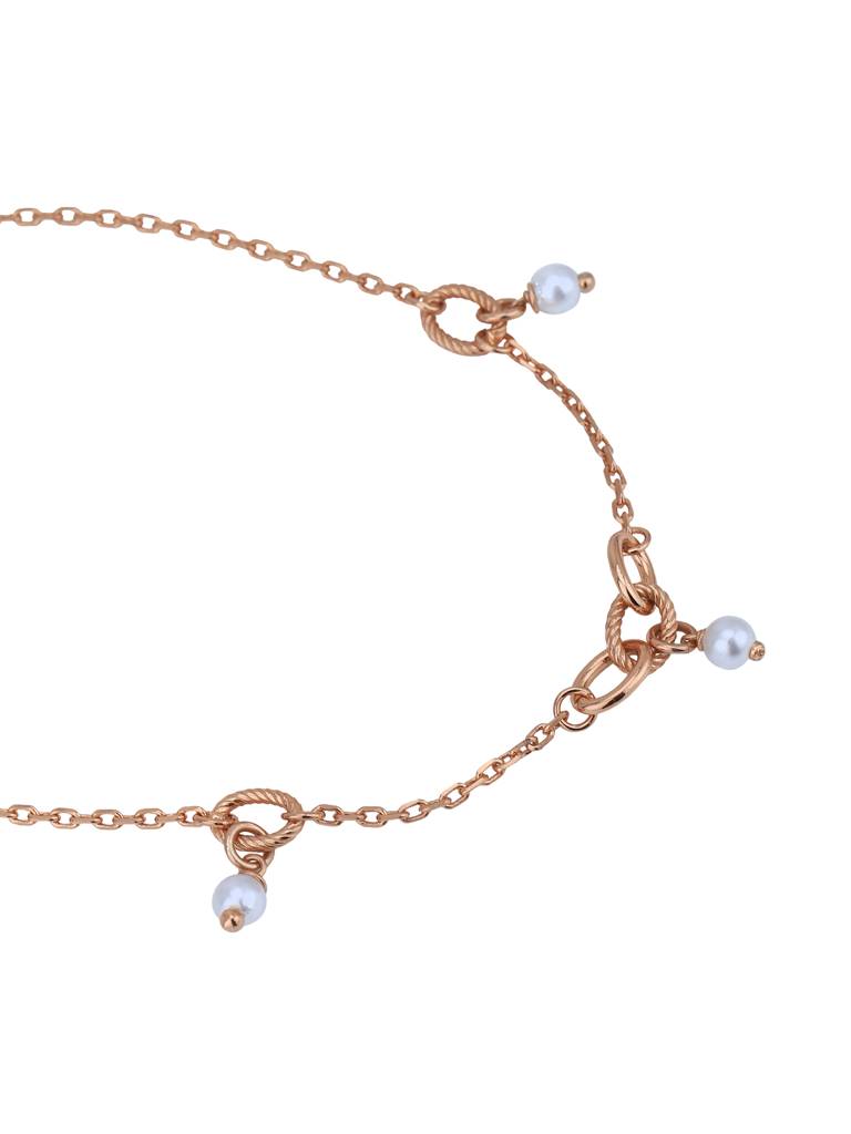 Carlton London 18Kt Rose Gold Plated With Pearl Beaded Charm Bracelet : FJB4956