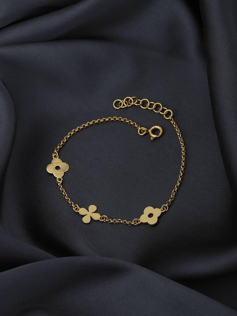 Carlton London 18Kt Gold Plated Floral Charm Bracelet : FJB4957