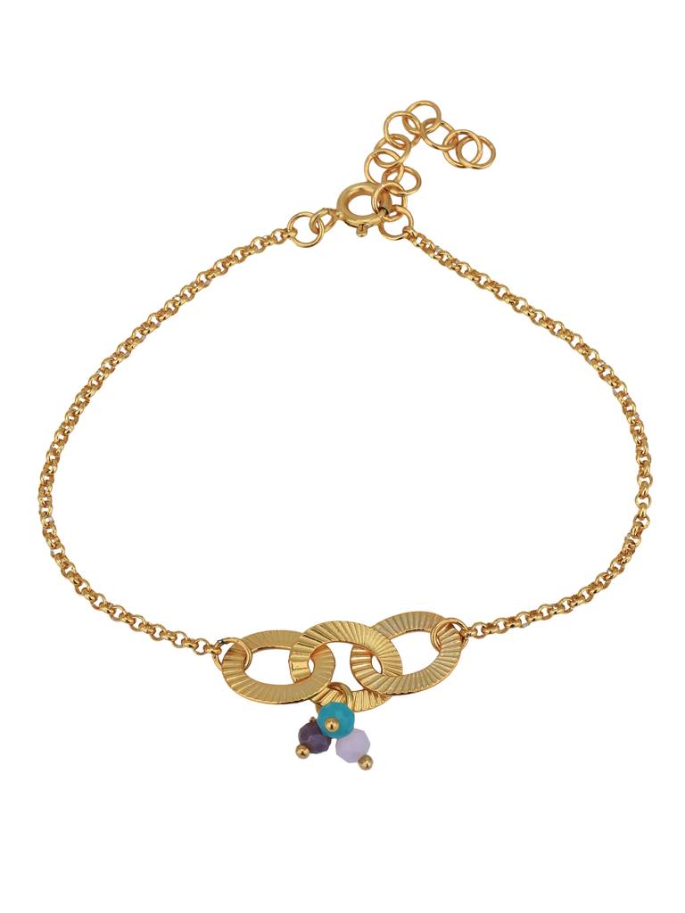 Carlton London 18Kt Gold Plated With Glass Beaded Charm Bracelet : FJB4959