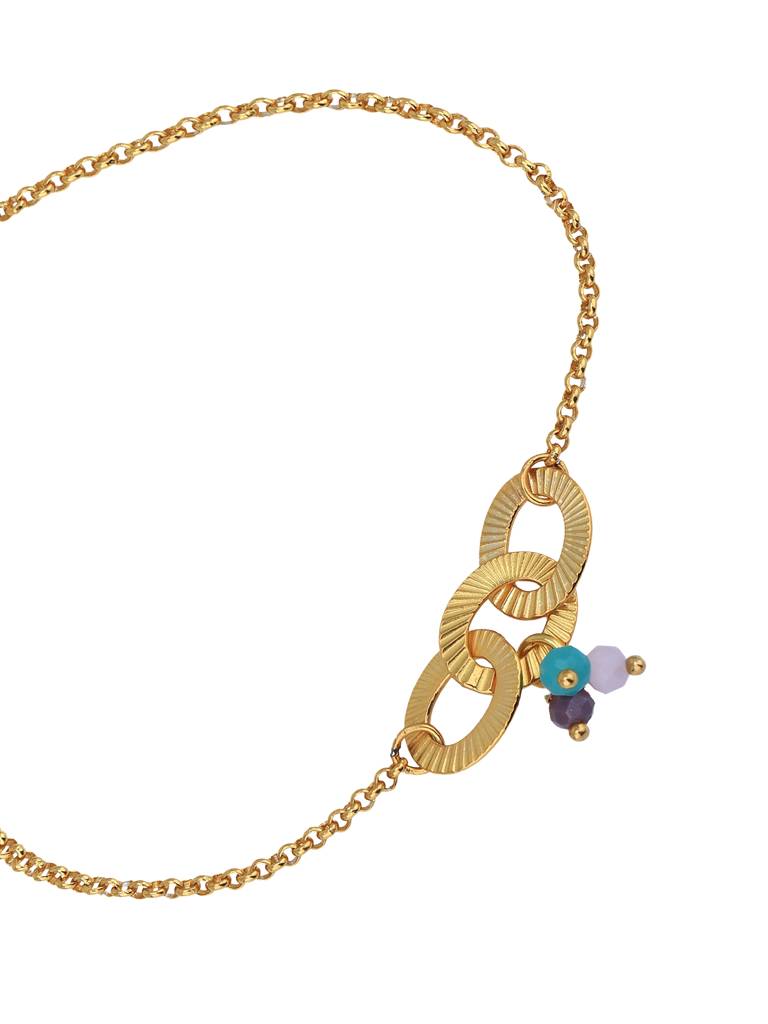 Carlton London 18Kt Gold Plated With Glass Beaded Charm Bracelet : FJB4959