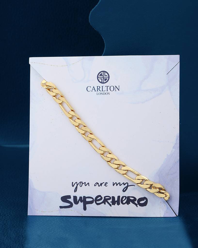 Men Brass 18K Gold-Plated Link Bracelet With Gift Card : FJCB4107