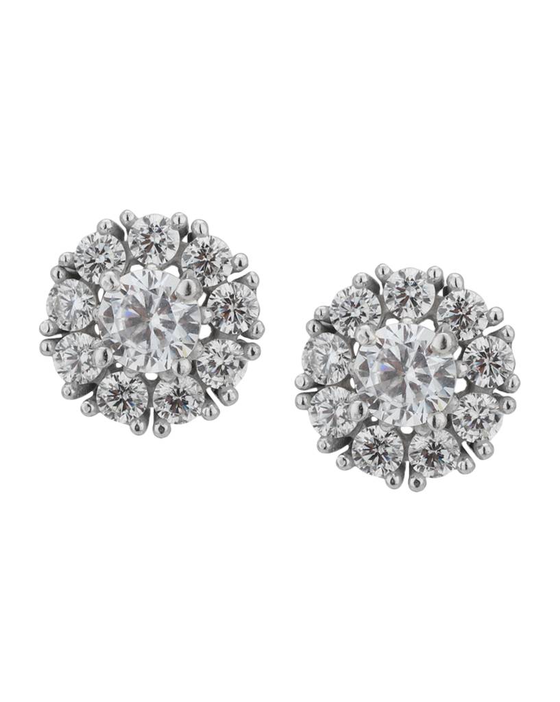 Rhodium-Plated Cz-Studded Circular Studs : FJE1513