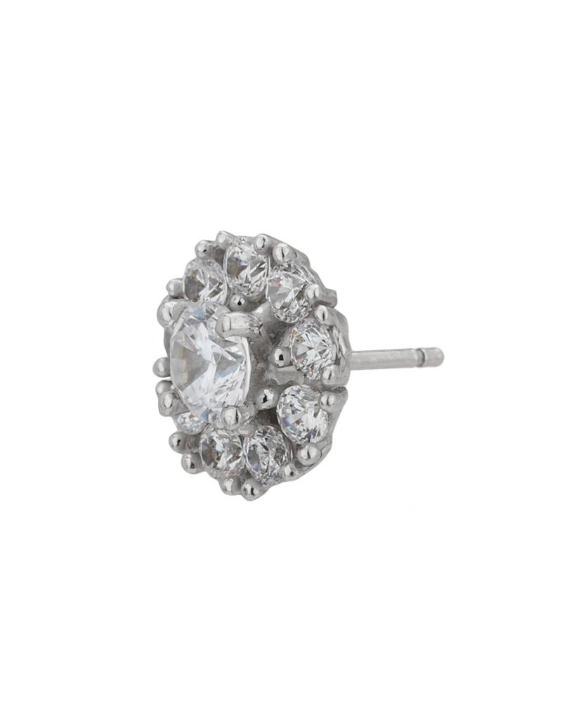 Rhodium-Plated Cz-Studded Circular Studs : FJE1513