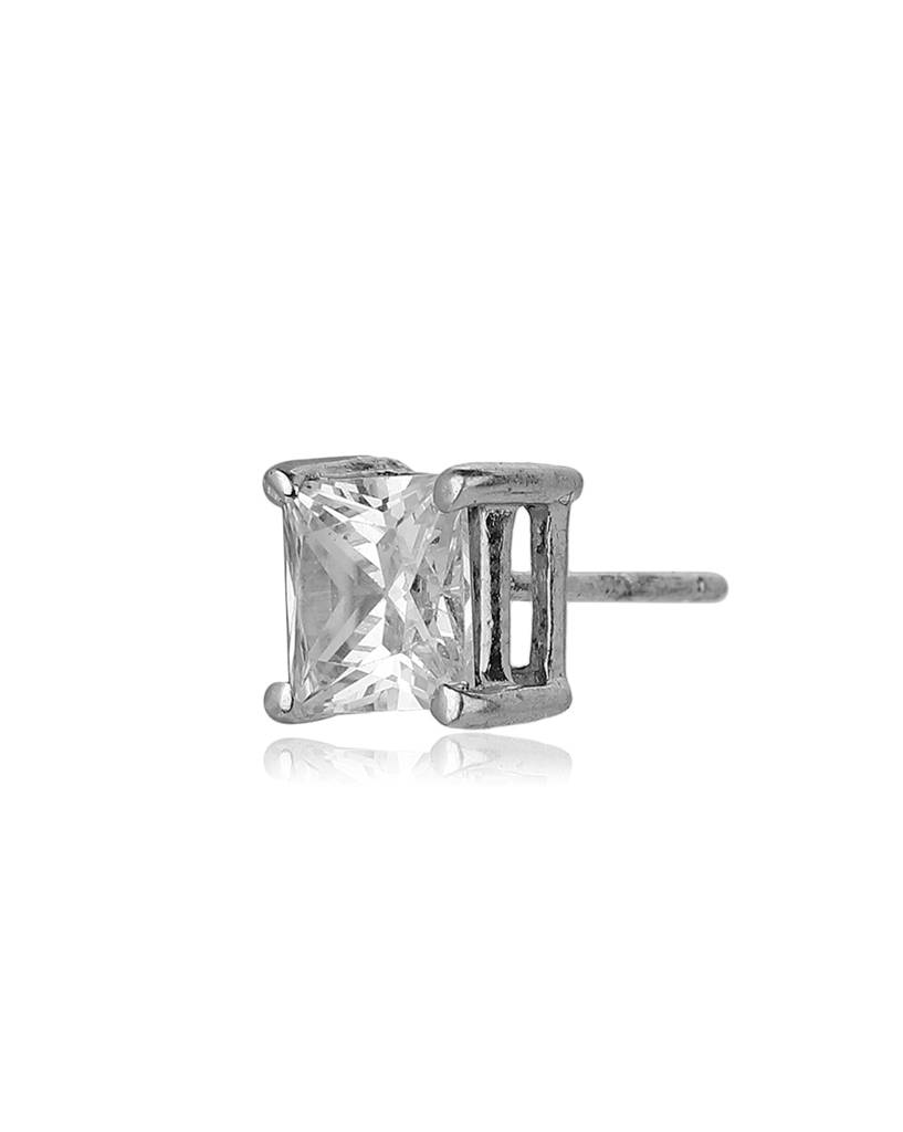 Set Of 2 Silver-Toned Rhodium-Plated Cz-Studded Geometric Studs : FJE1536