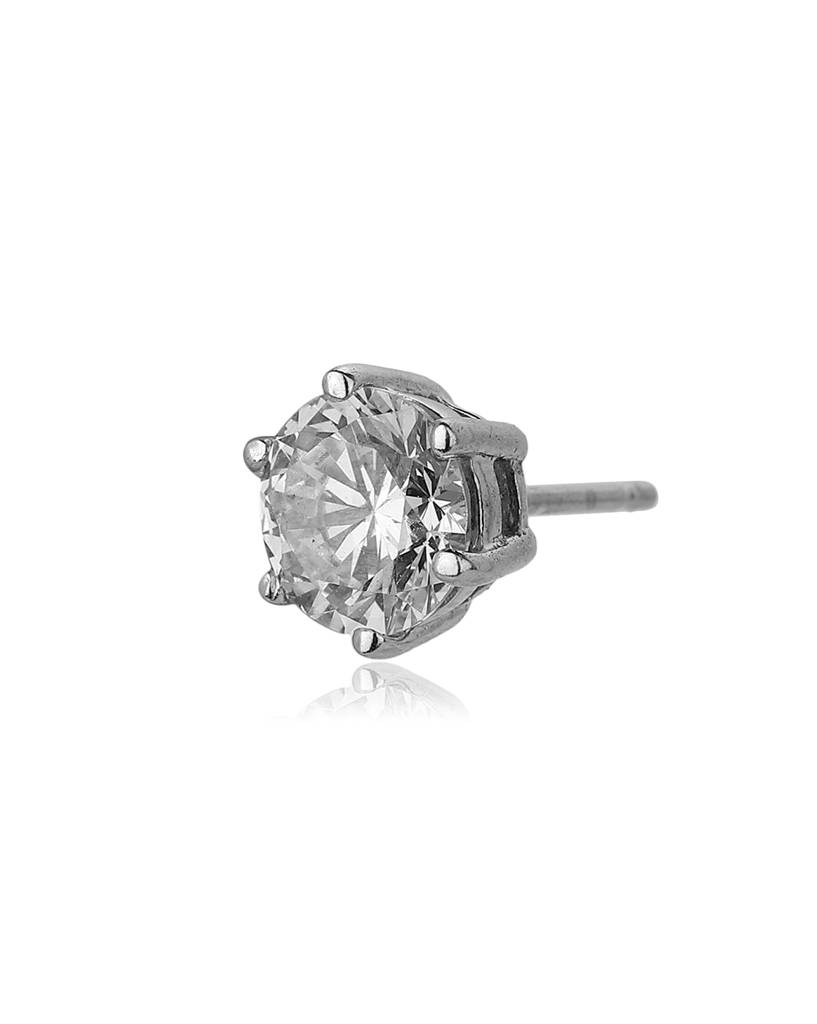 Set Of 2 Silver-Toned Rhodium-Plated Cz-Studded Geometric Studs : FJE1536