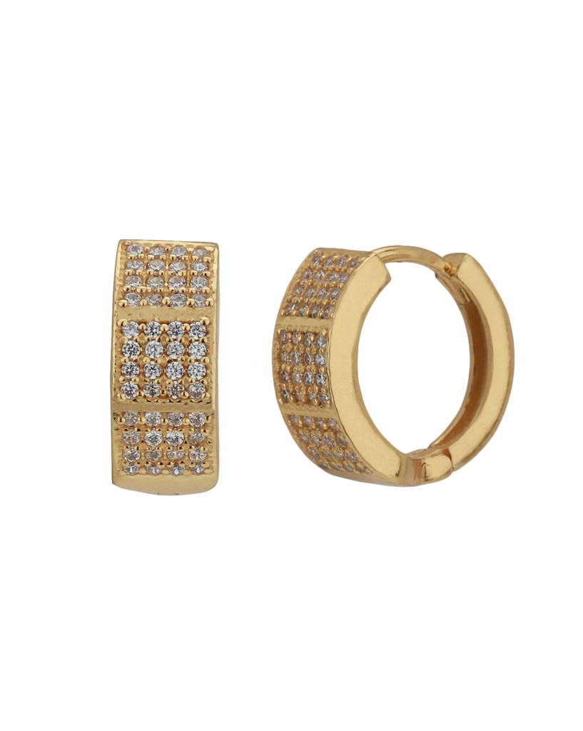 Gold-Plated Cz Studded Circular Hoop Earrings : FJE1682