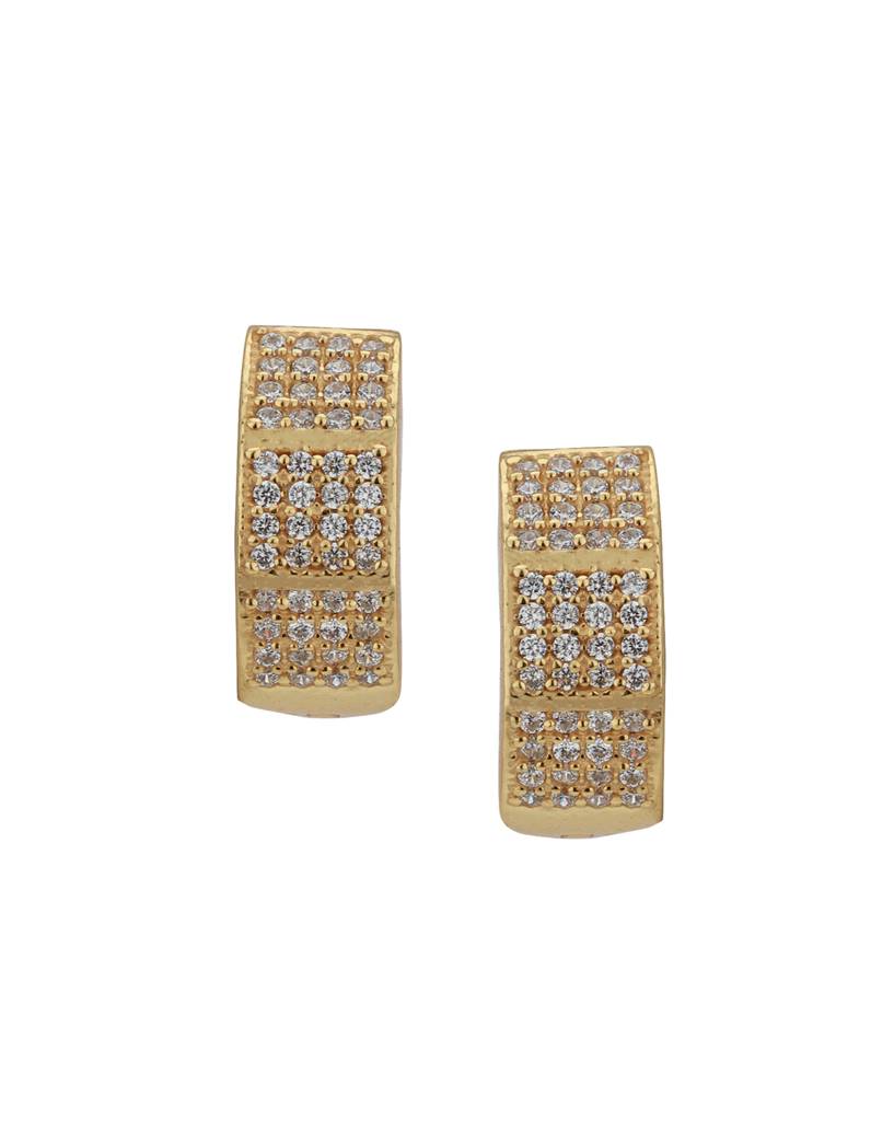 Gold-Plated Cz Studded Circular Hoop Earrings : FJE1682