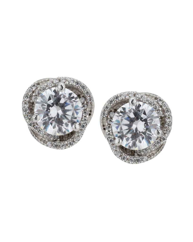Silver-Toned Rhodium-Plated Cz Studs : FJE1823