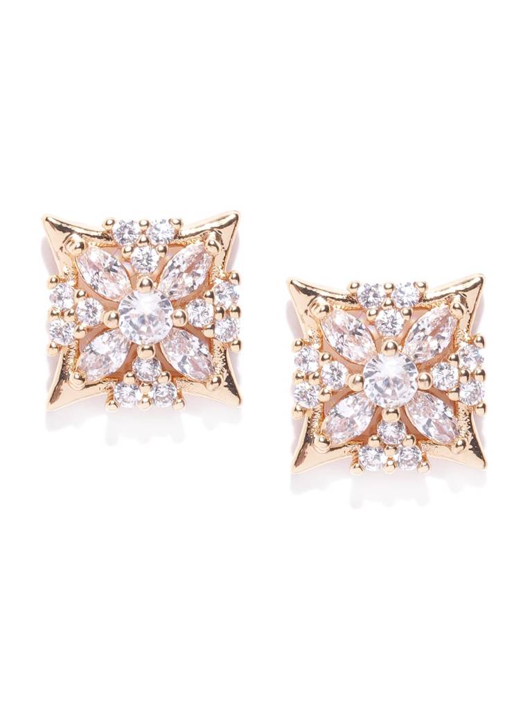 Gold-Plated Cz Square Studs : FJE2310