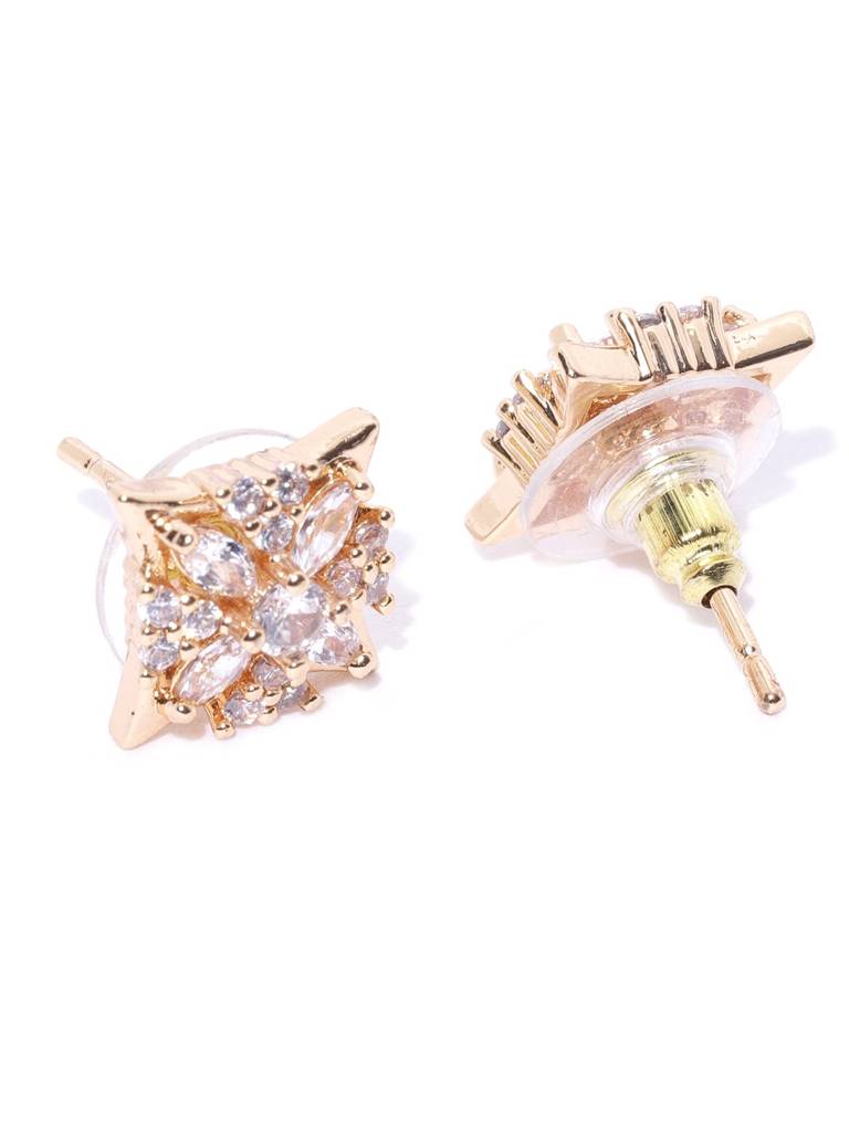 Gold-Plated Cz Square Studs : FJE2310