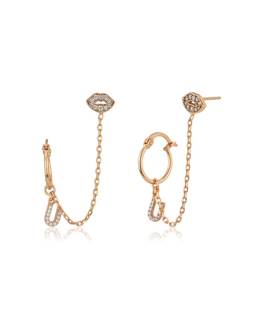 Rose Gold-Plated Contemporary Ear Cuff Earrings : FJE3543