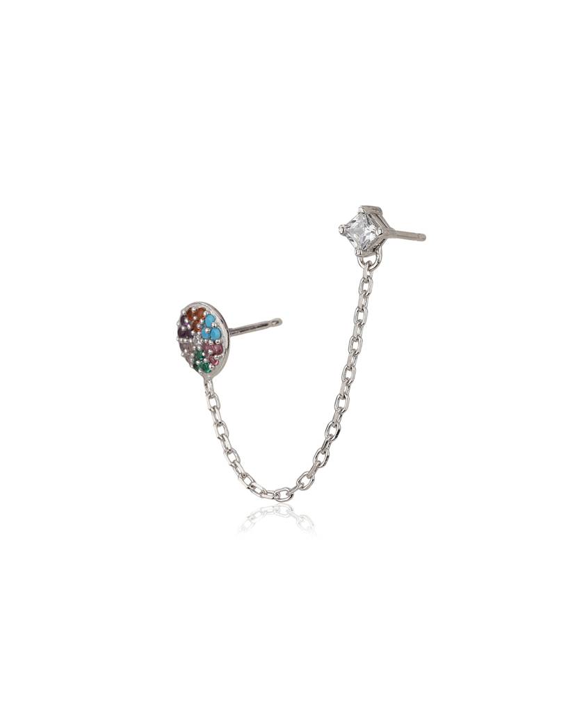 Silver-Plated & Multicoloured Contemporary Ear Cuff Earrings : FJE3545