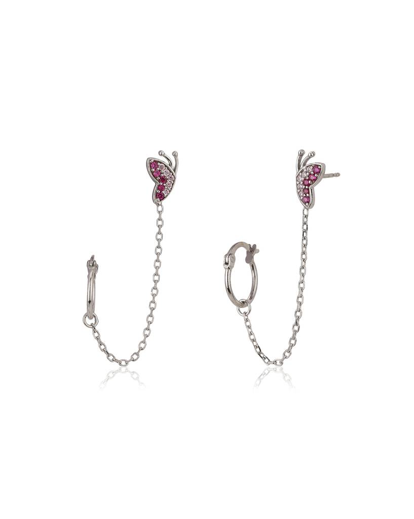 Silver-Plated & Pink Contemporary Studs Earrings : FJE3547