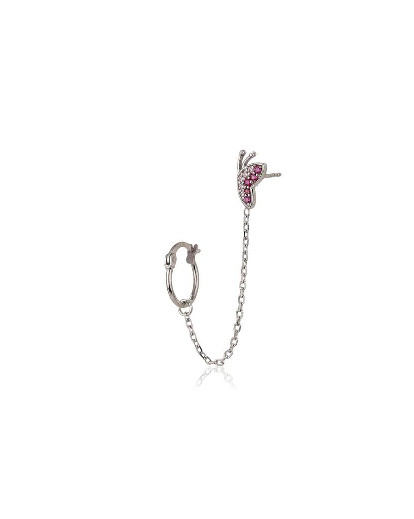 Silver-Plated & Pink Contemporary Studs Earrings : FJE3547