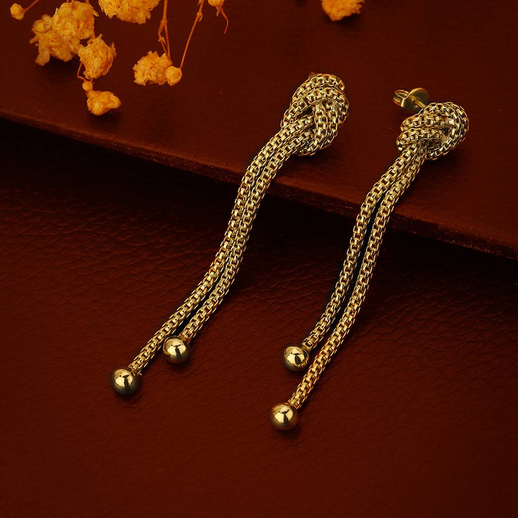 Gold-Toned Contemporary Drop Earrings : FJE3604