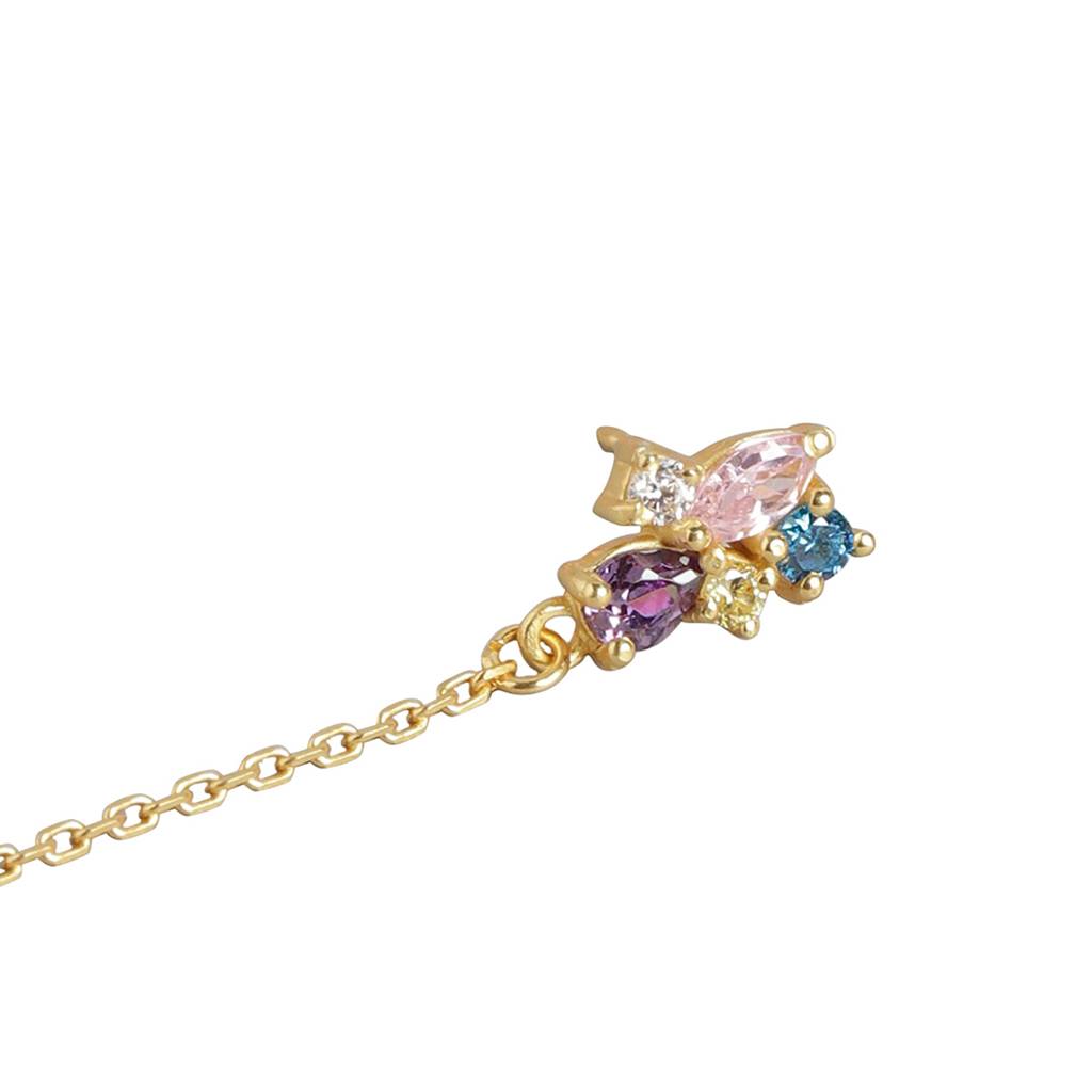 Gold-Toned & Pink Floral Drop Earrings : FJE3607