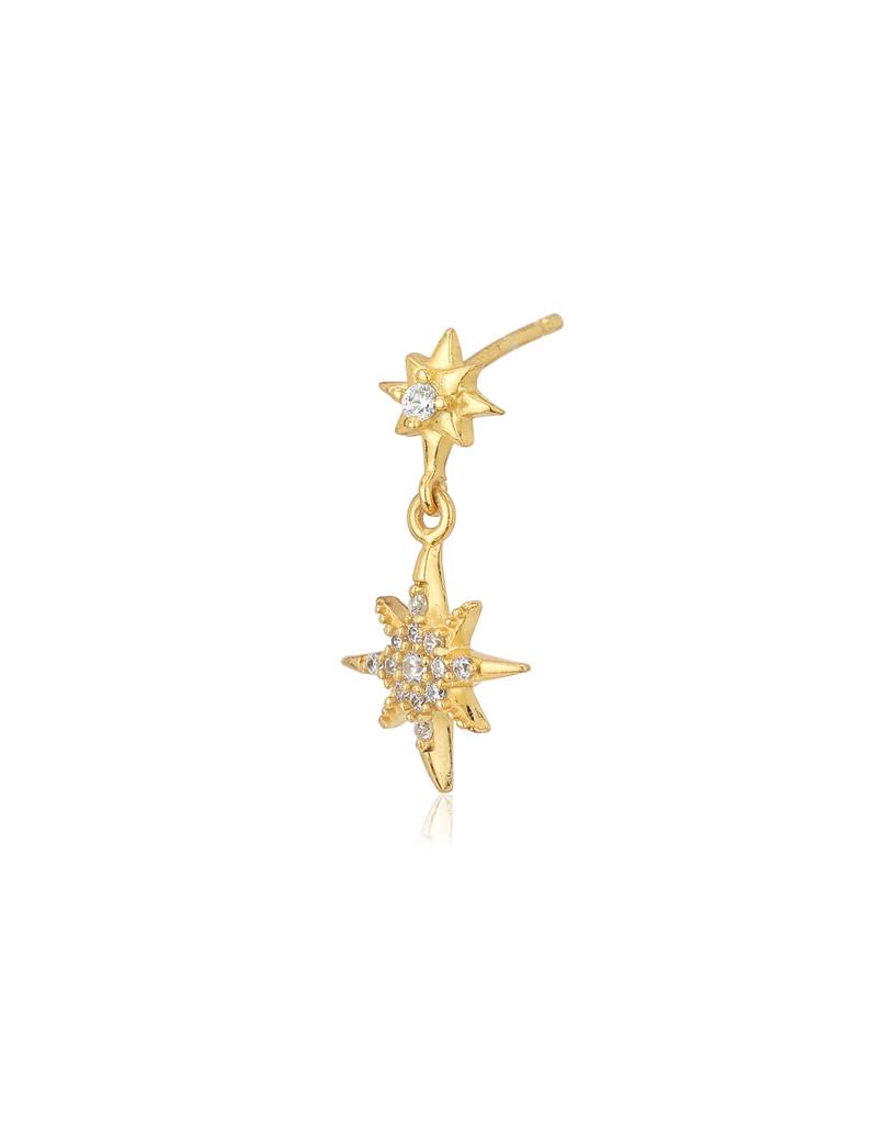 Gold-Toned Star Shaped Drop Earrings : FJE3611