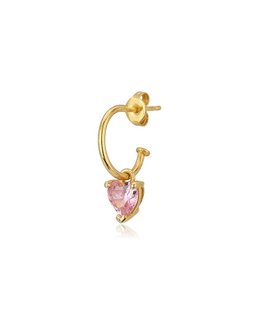 Gold-Toned & Pink Contemporary Half Hoop Earrings : FJE3616
