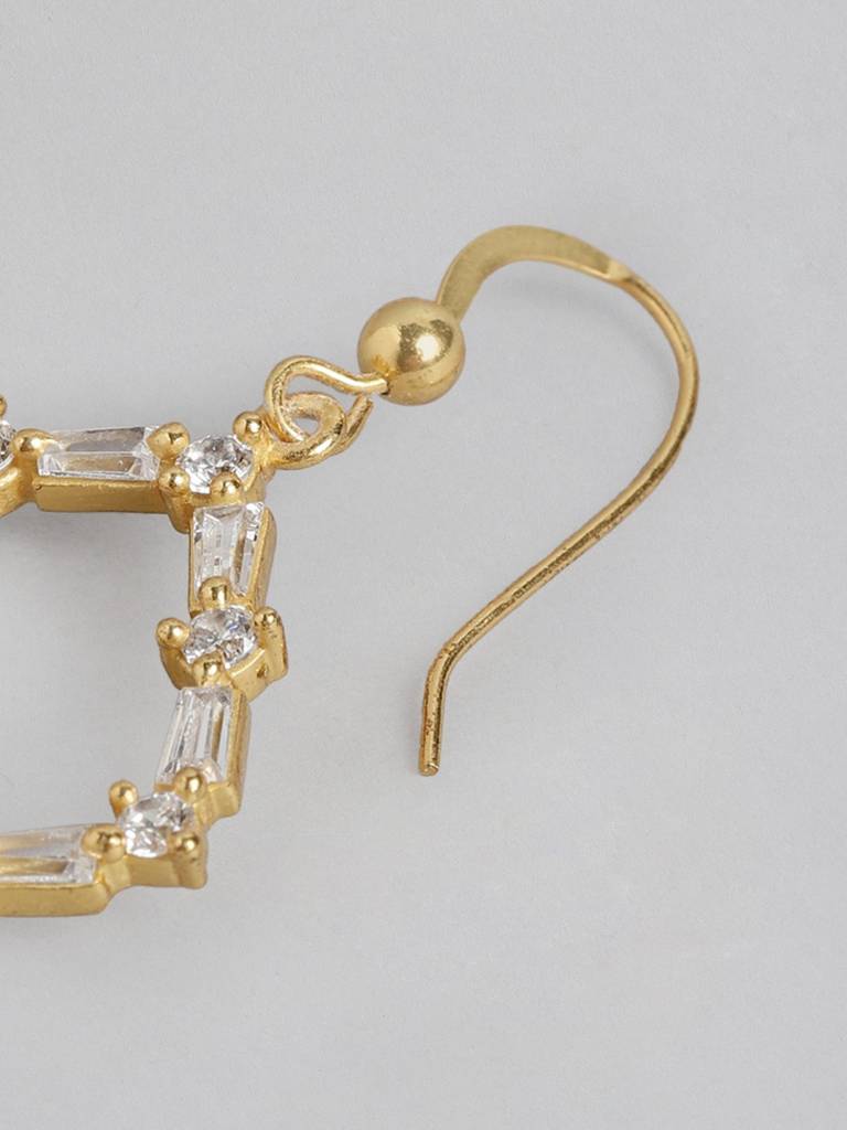 Gold-Toned Square Drop Earrings : FJE3667