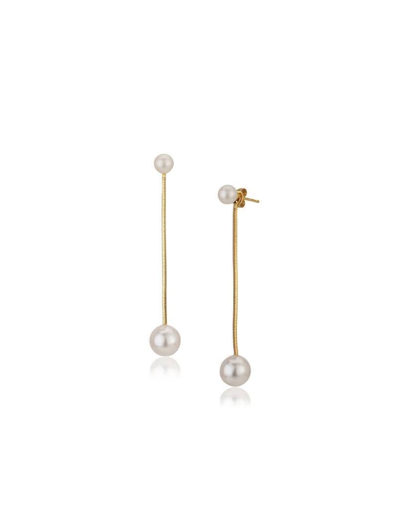 Gold-Toned & White Contemporary Drop Earrings : FJE3761