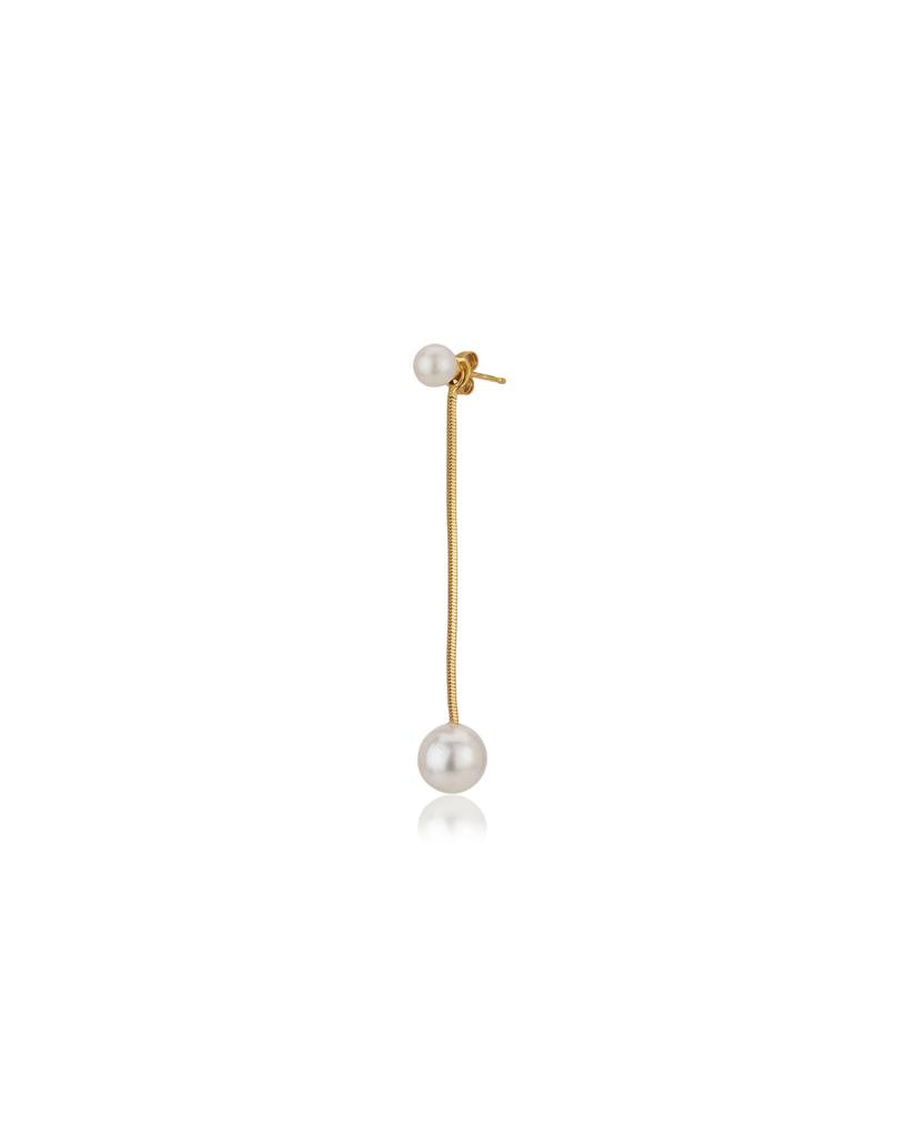Gold-Toned & White Contemporary Drop Earrings : FJE3761