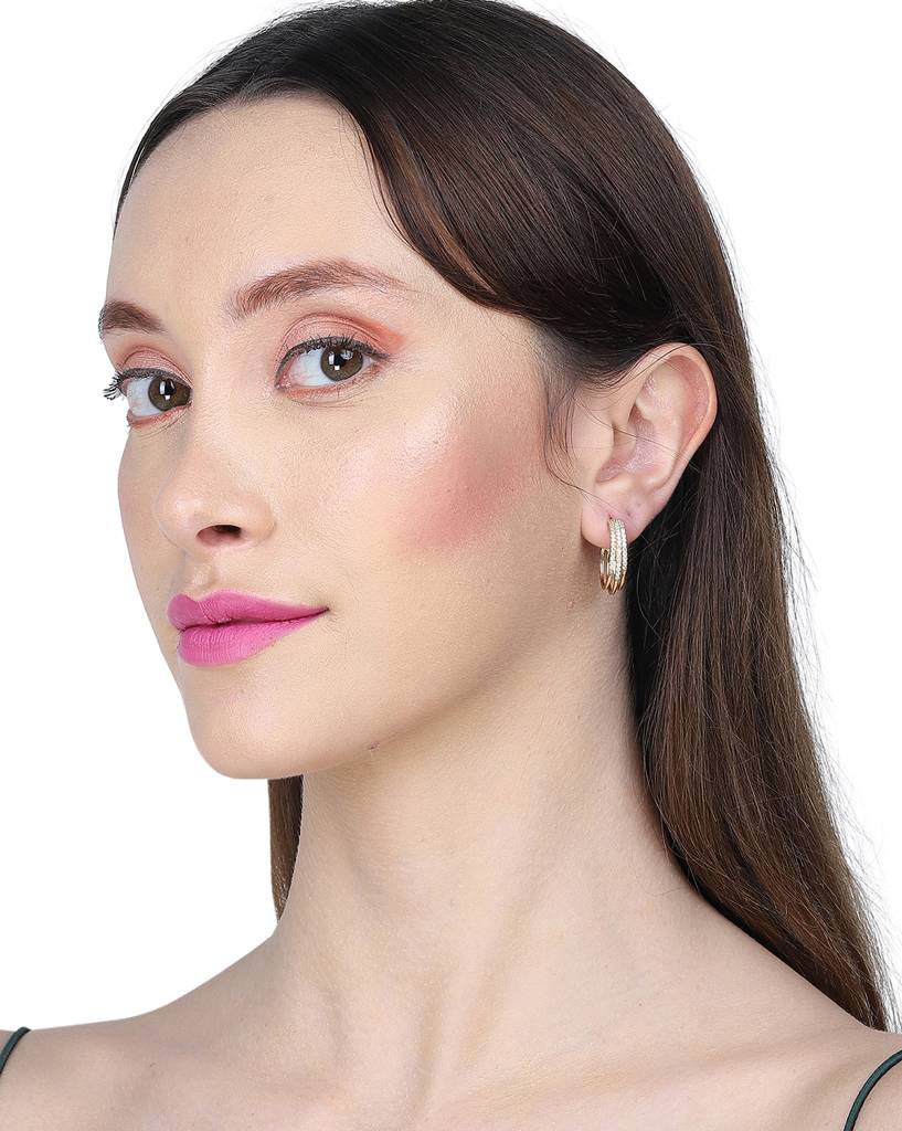 Gold-Toned Circular Half Hoop Earrings : FJE3780