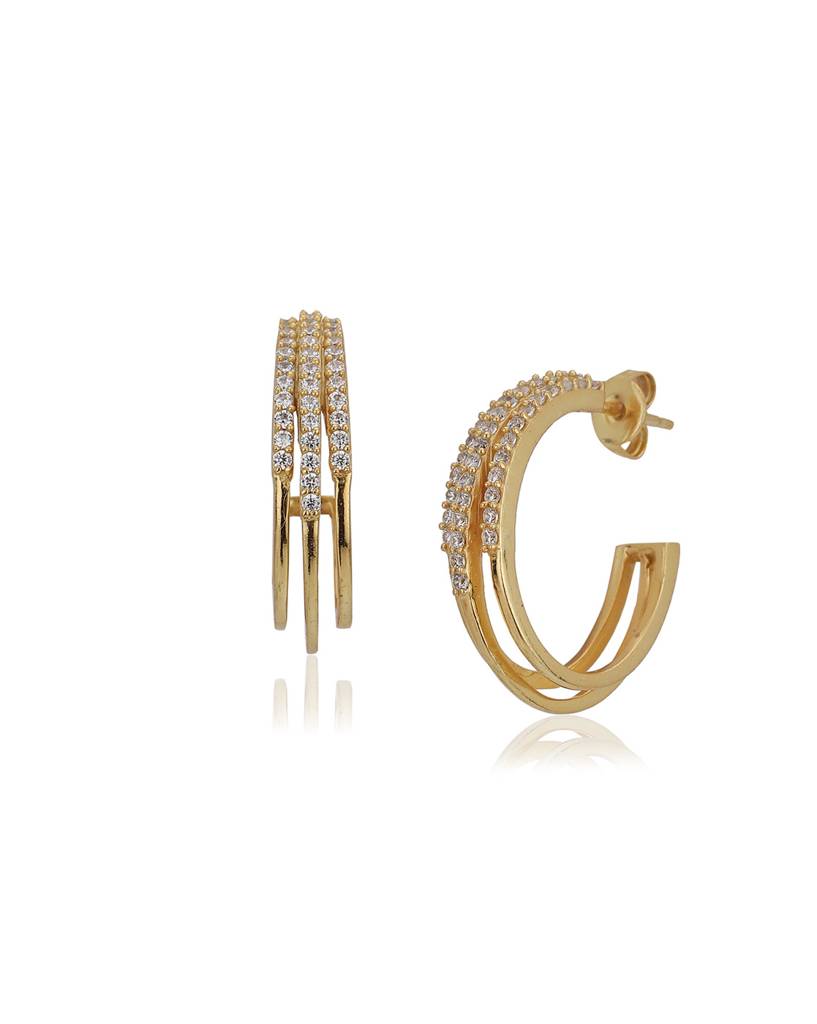 Gold-Toned Circular Half Hoop Earrings : FJE3780