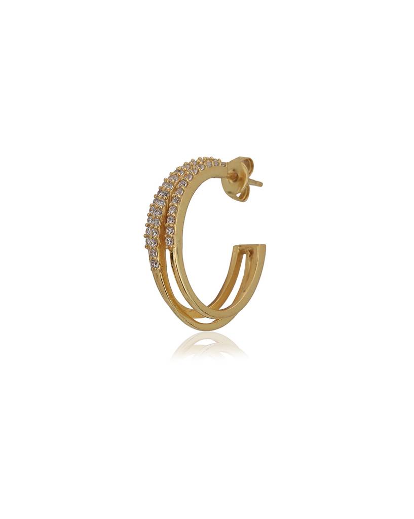 Gold-Toned Circular Half Hoop Earrings : FJE3780