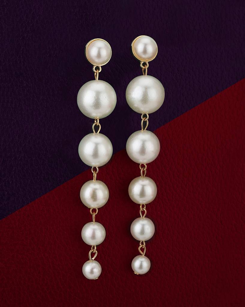 Rose Gold & White Contemporary Drop Earrings : FJE3852