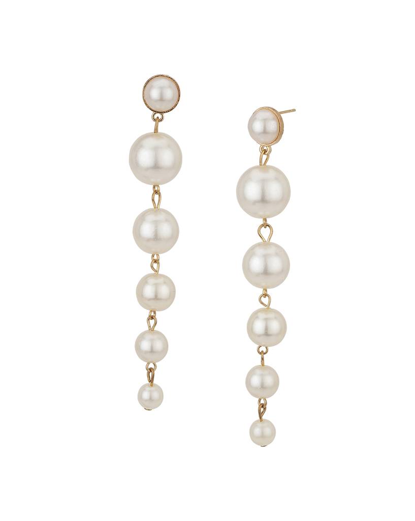 Rose Gold & White Contemporary Drop Earrings : FJE3852