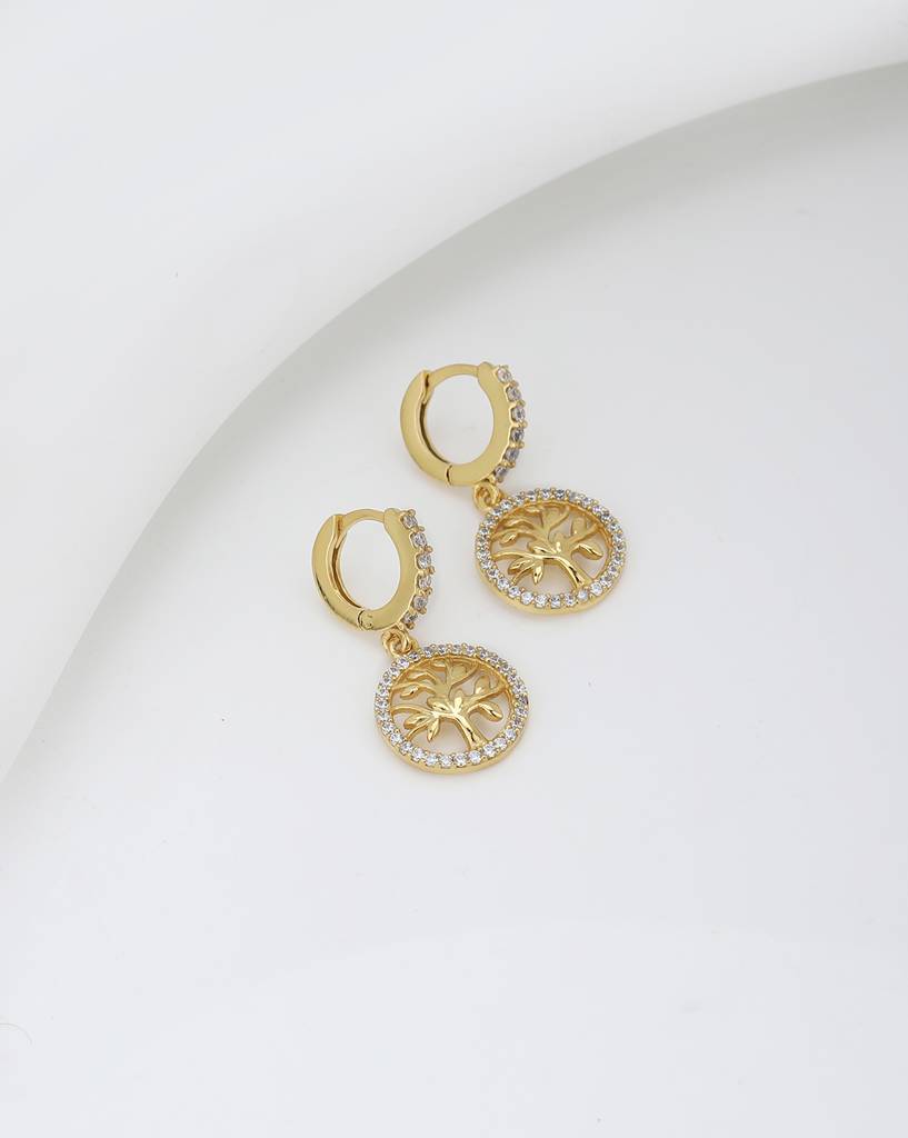 Gold-Plated Circular Drop Earrings : FJE3907