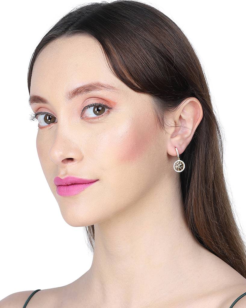 Gold-Plated Circular Drop Earrings : FJE3907