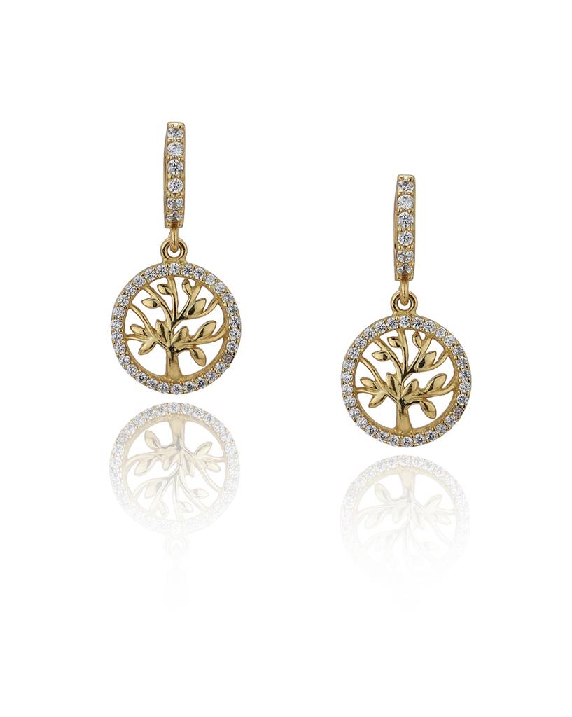 Gold-Plated Circular Drop Earrings : FJE3907