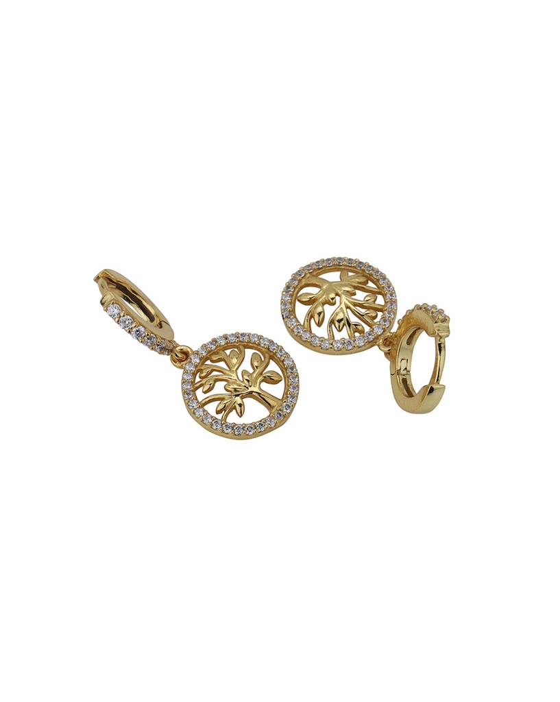 Gold-Plated Circular Drop Earrings : FJE3907