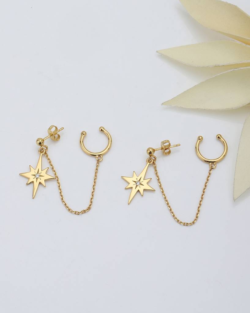 Star Shaped Ear Cuff Earrings : FJE3944
