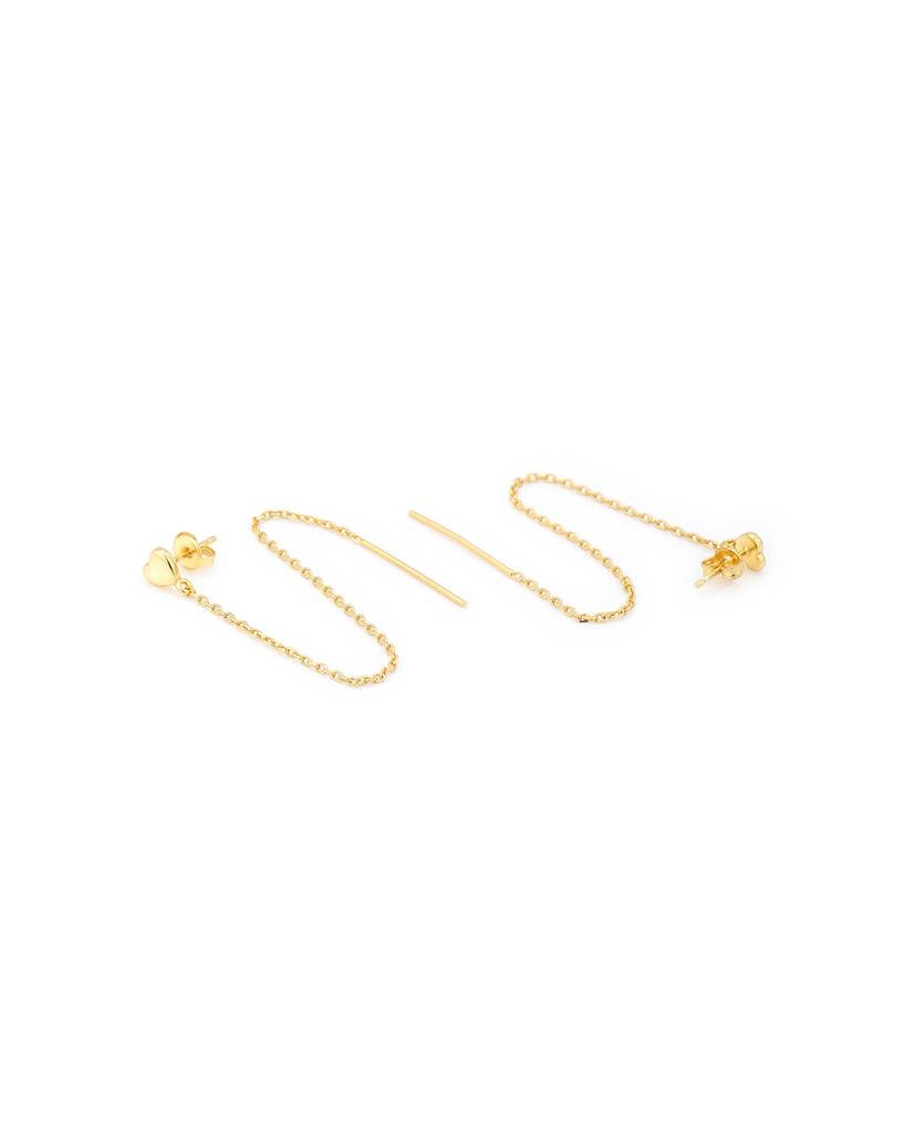Heart Shaped Drop Threader Earrings : FJE3952