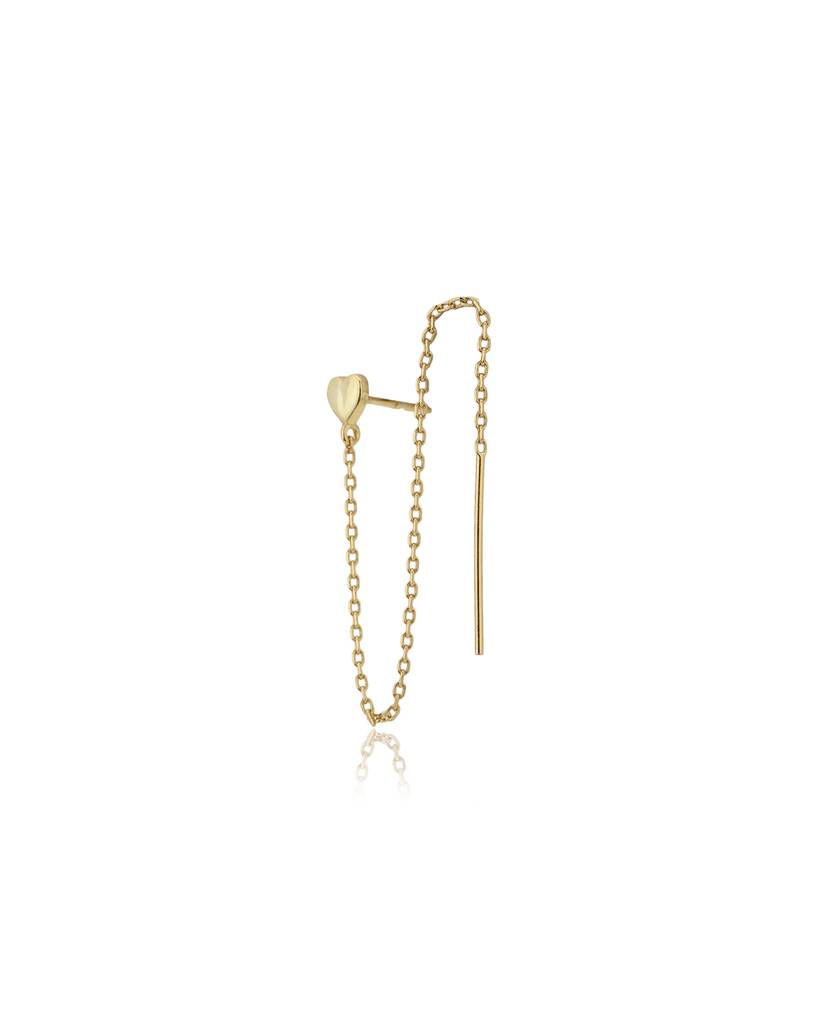 Heart Shaped Drop Threader Earrings : FJE3952