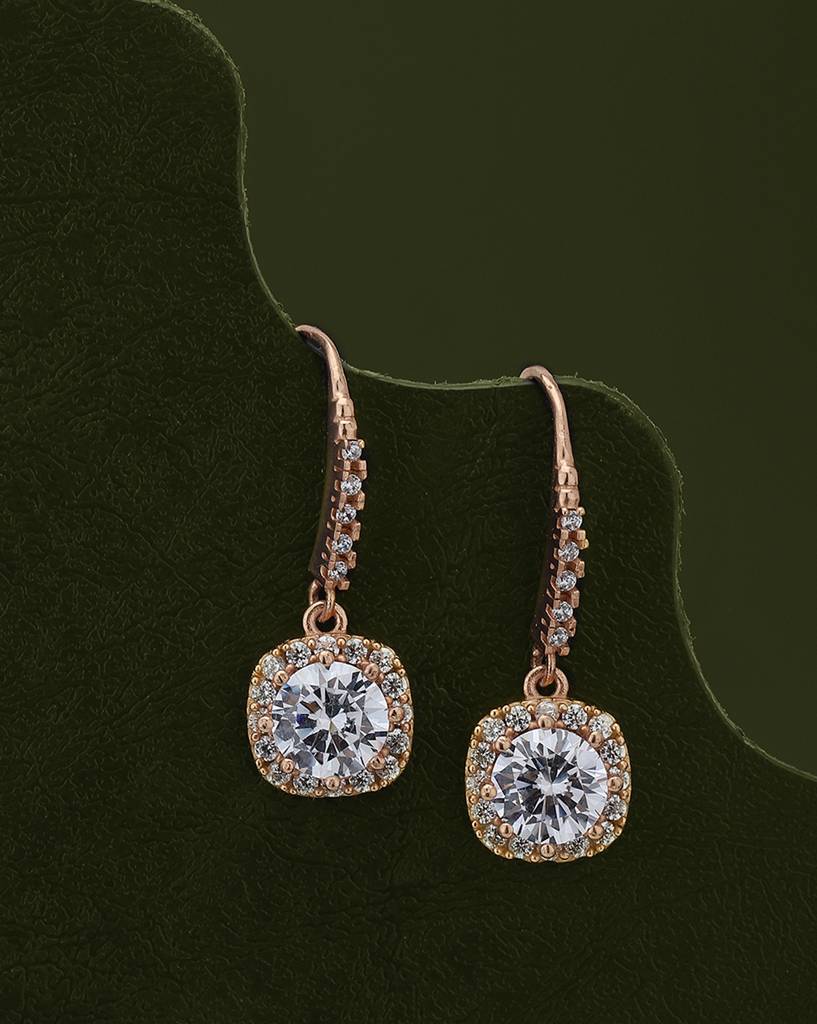 Carlton London Square Rose-Gold Plated Drop Earrings (One Size)