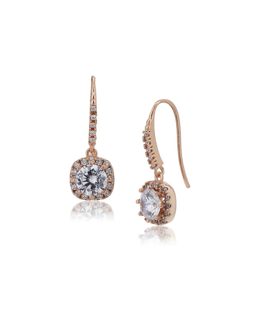 Square Rose-Gold Plated Drop Earrings : FJE4058