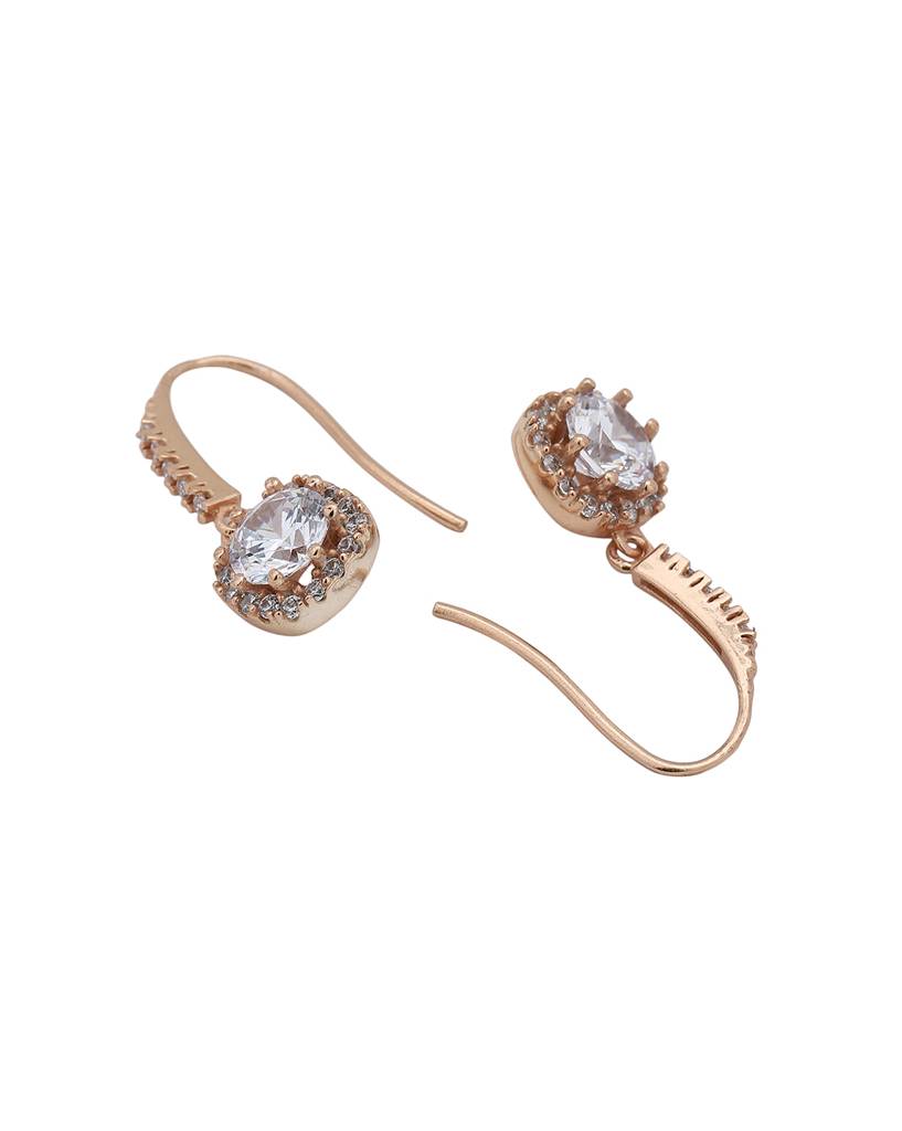 Square Rose-Gold Plated Drop Earrings : FJE4058