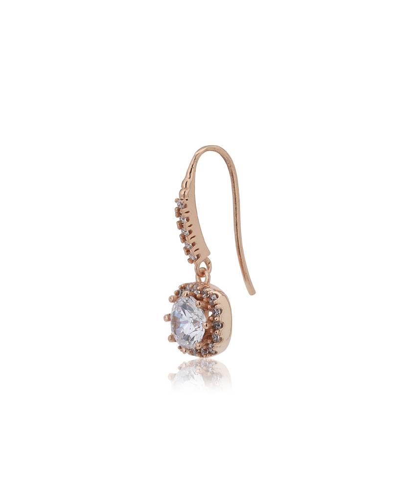 Square Rose-Gold Plated Drop Earrings : FJE4058