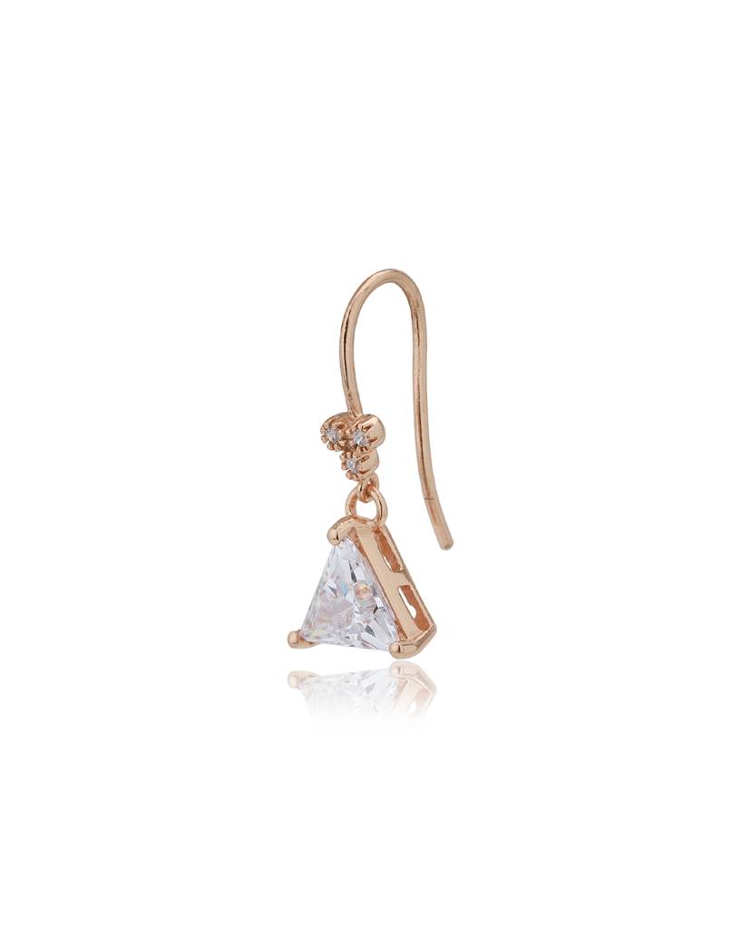 Rose Gold Plated Cz Studded Triangular Drop Earrings : FJE4060