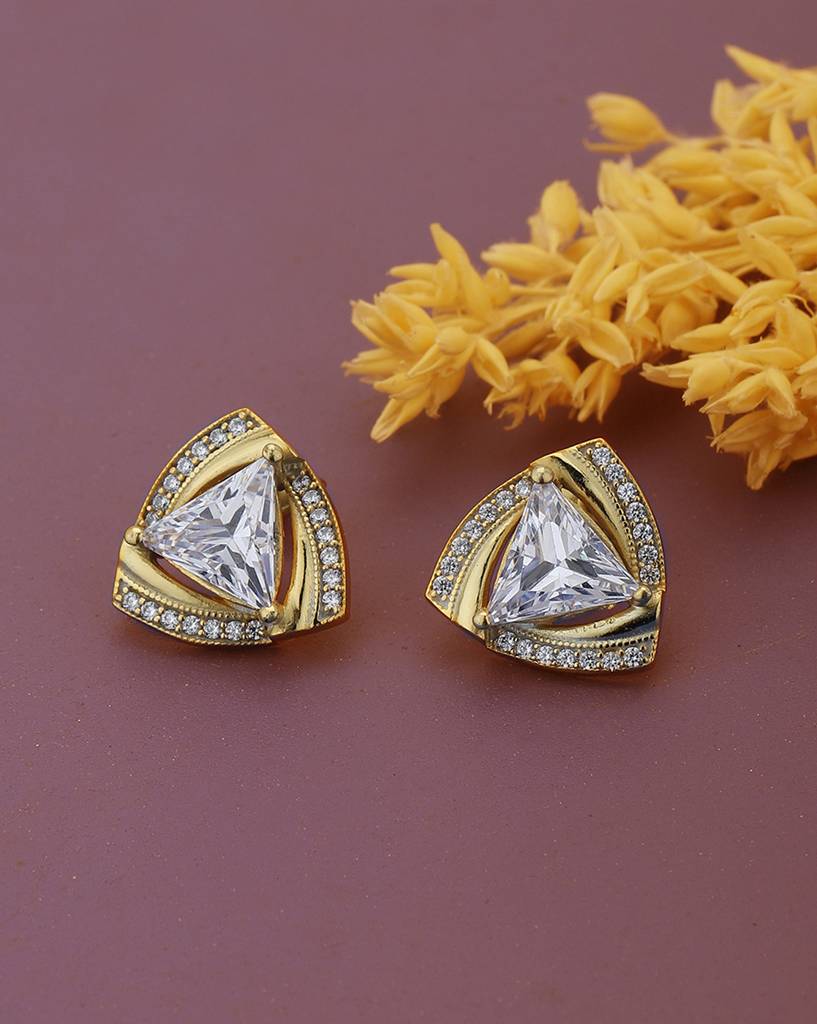 Gold-Toned Triangular Studs Earrings : FJE4065
