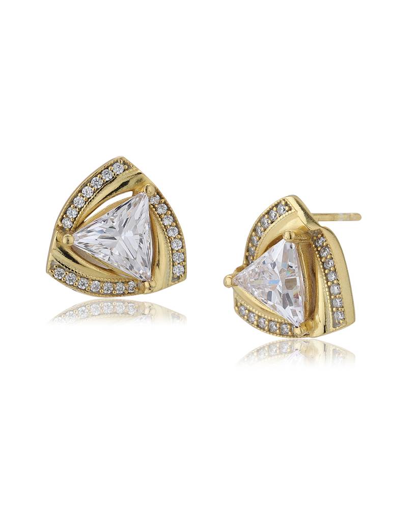 Gold-Toned Triangular Studs Earrings : FJE4065