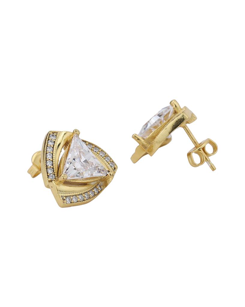 Gold-Toned Triangular Studs Earrings : FJE4065