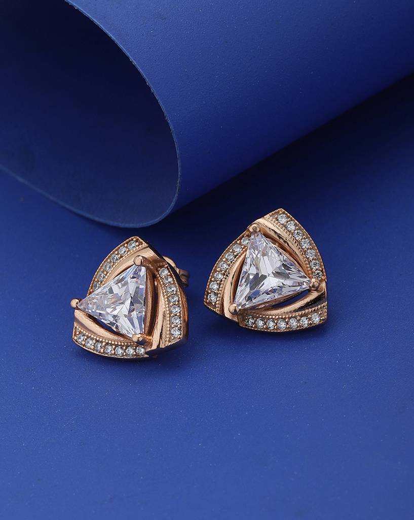Rose Gold-Plated Triangular Studs : FJE4066