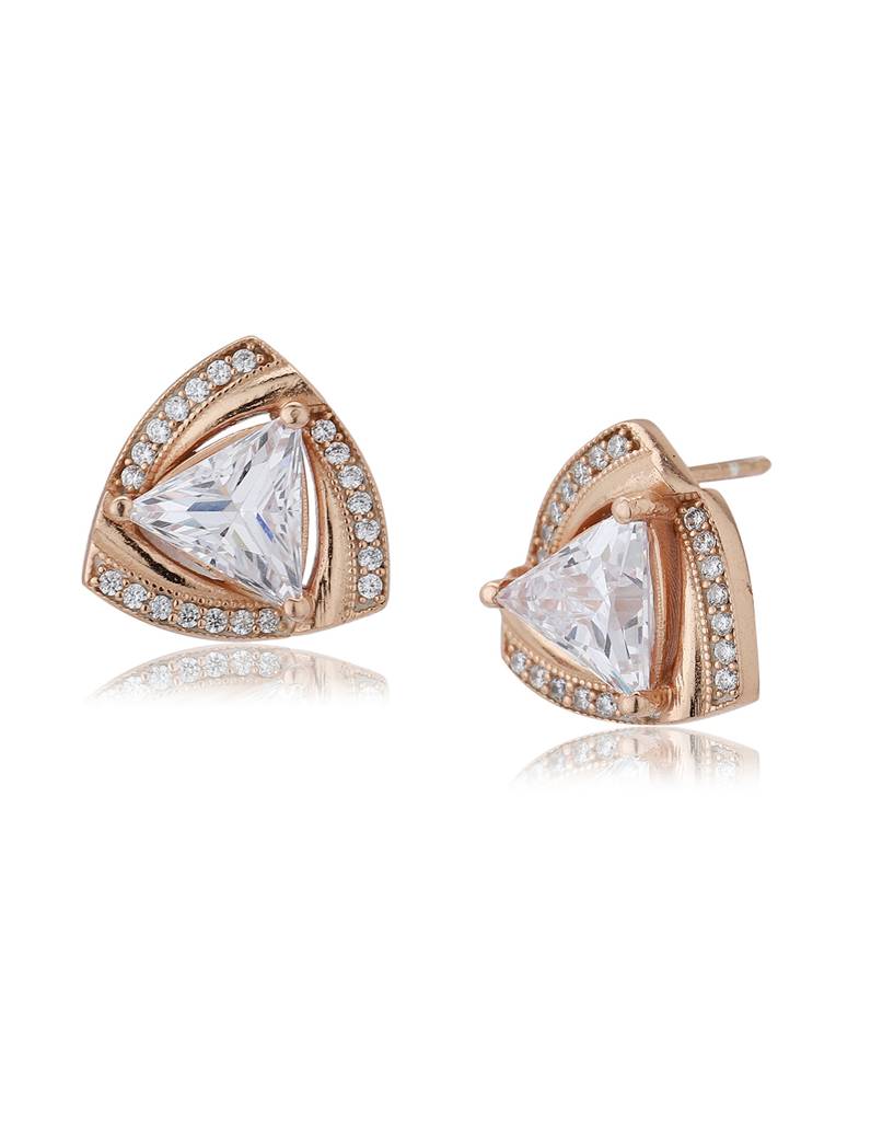 Rose Gold-Plated Triangular Studs : FJE4066