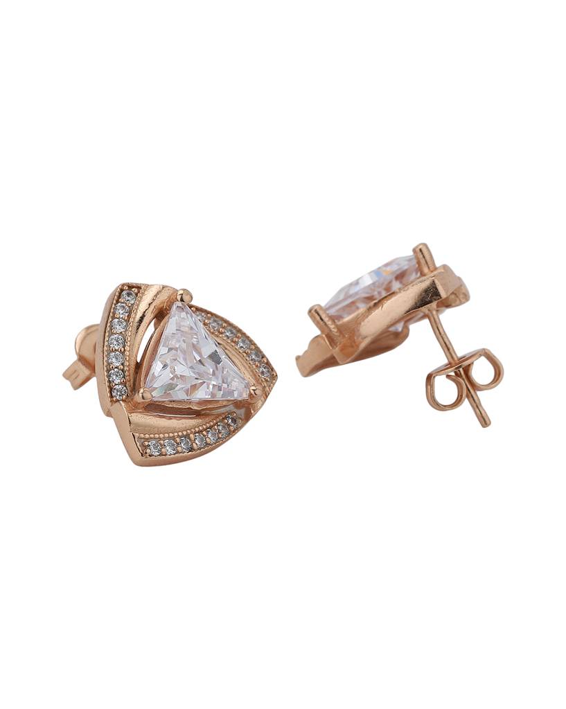 Rose Gold-Plated Triangular Studs : FJE4066