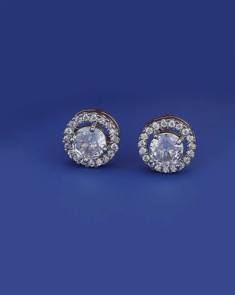 Women Silver-Toned Circular Studs Earrings : FJE4074